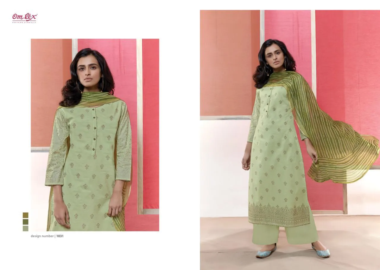 OMTEX BRINGS COCO LAWN COTTON FOIL PRINT DRESS MATERIAL WITH EMBROIDERY