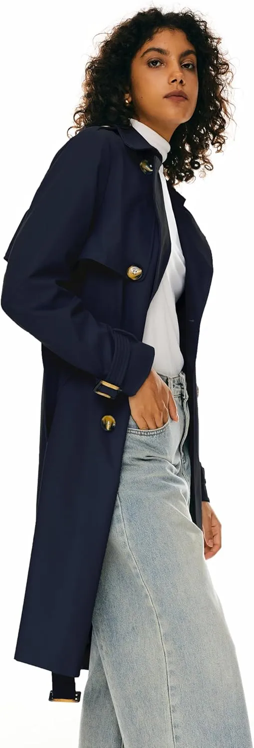 Orolay Women's 3/4 Length Double Breasted Trench Coat Lapel Jacket with Belt