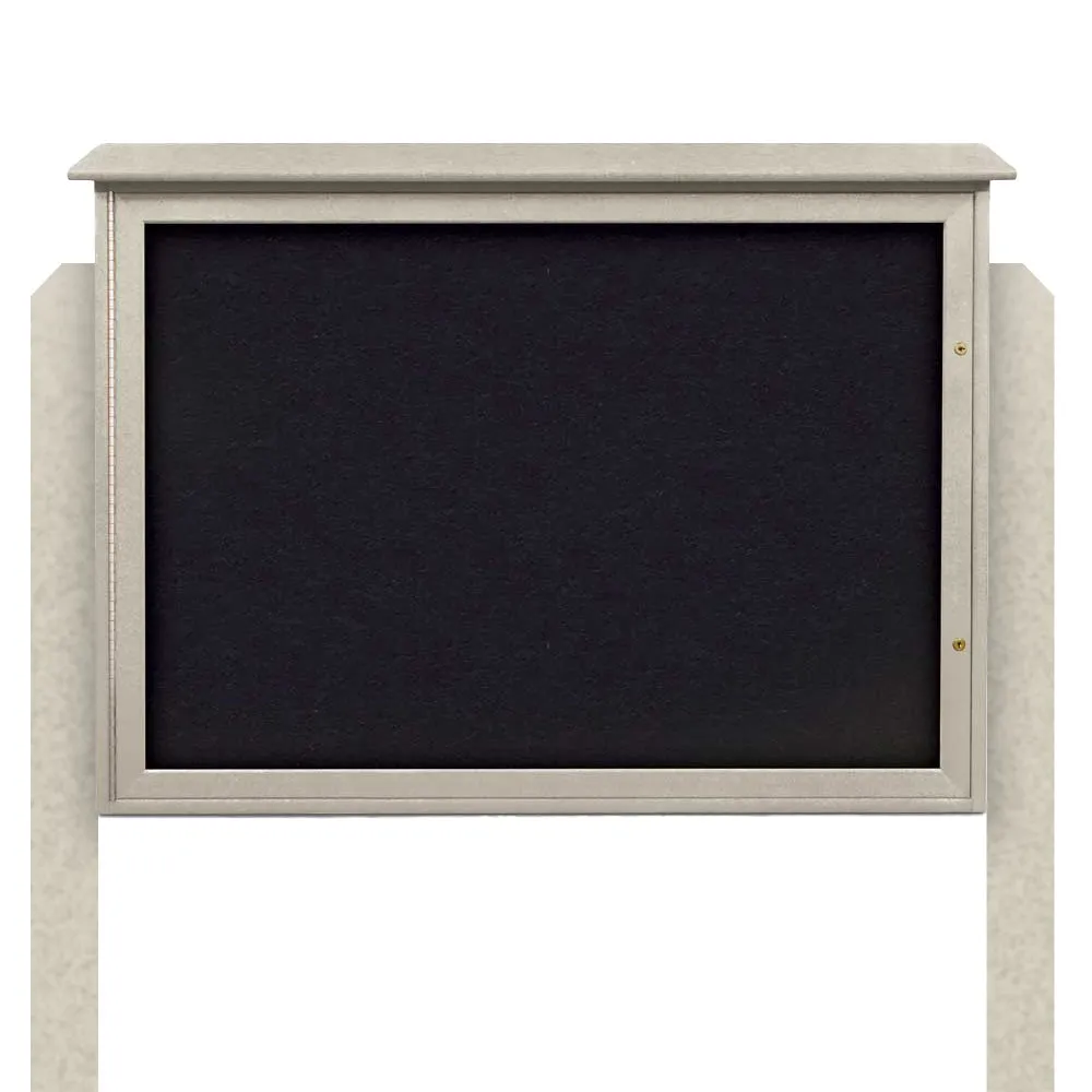 Outdoor Message Center Bulletin Board 52 x 40   Posts | All-Weather Locking Sliding Doors Display Case with Eco-Friendly Faux Wood
