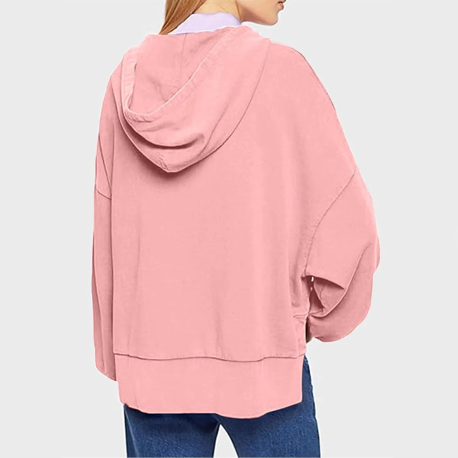 Oversized Hoodies for Women Split Side Hem Hooded Neck Sweatshirts Casual Long Sleeve Drop Shoulder Pullover Tops