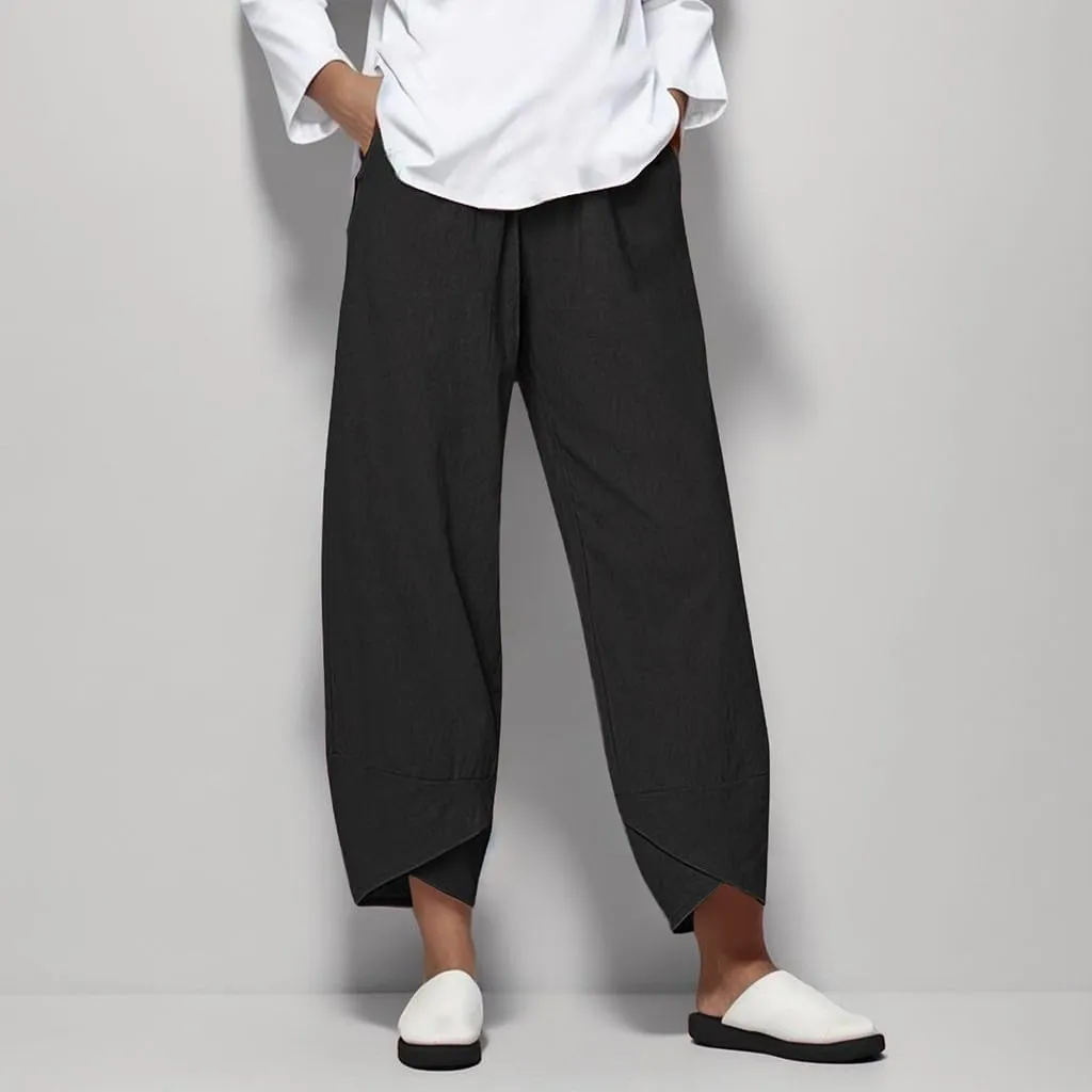 Pant Petite Loose Women Straight Summer Pants High Casual Waist Long Solid Cotton Pants Womens High