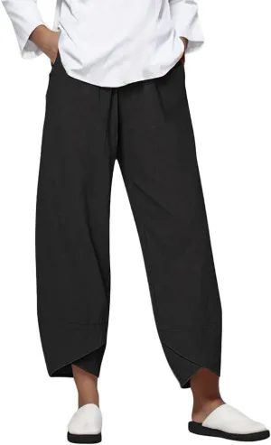 Pant Petite Loose Women Straight Summer Pants High Casual Waist Long Solid Cotton Pants Womens High