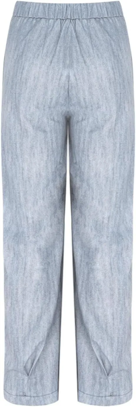 Pants for Women Women's Wide Leg Baggy Jeans Plus Size Loose Elastic Waist Denim Pants with Deep Pockets