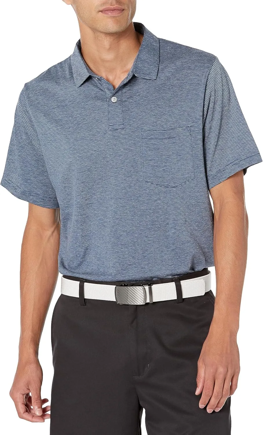 PGA TOUR Men's Fine Line Eco Short Sleeve Golf Polo Shirt with Pocket