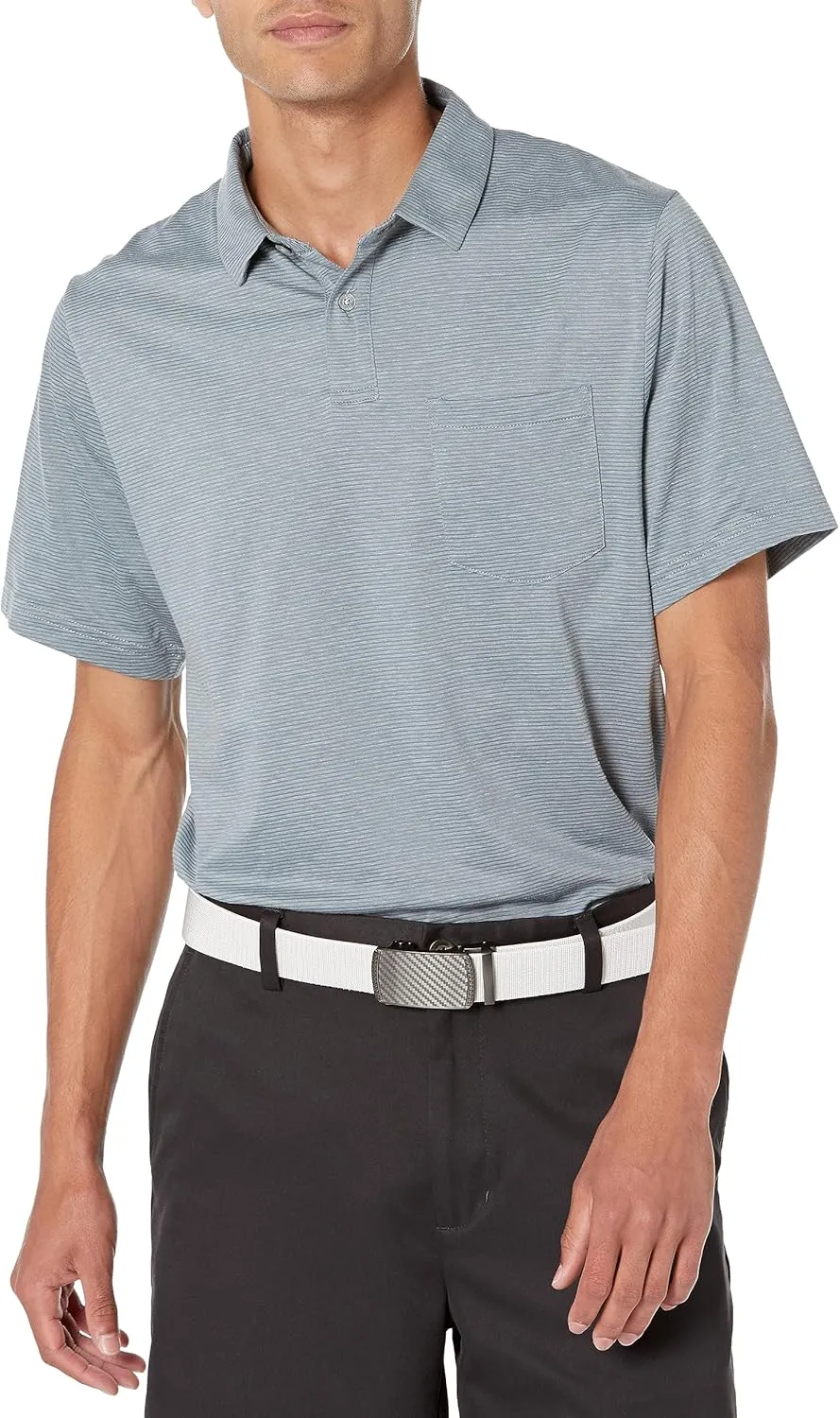 PGA TOUR Men's Fine Line Eco Short Sleeve Golf Polo Shirt with Pocket