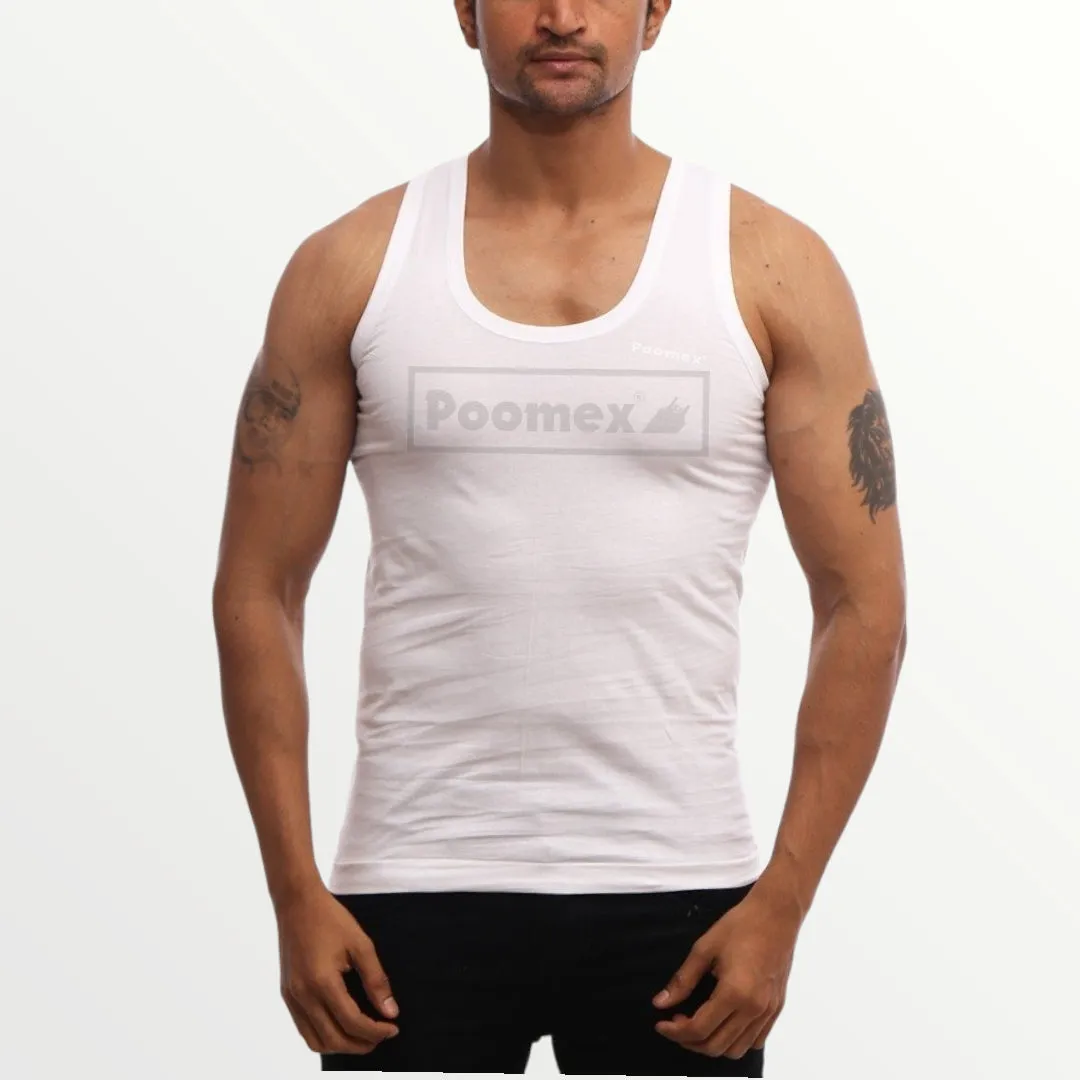 Poomex Gents White Premium Luxury Fine Vest (Half Sleeve & Sleeveless)
