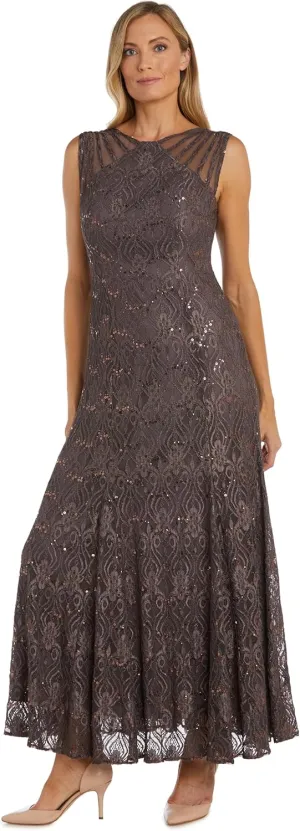 R&M Richards Womens Petites Lace Long Evening Dress