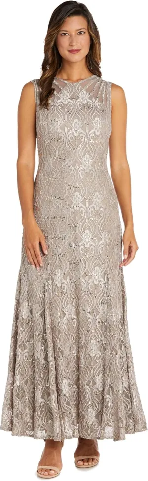 R&M Richards Womens Petites Lace Long Evening Dress