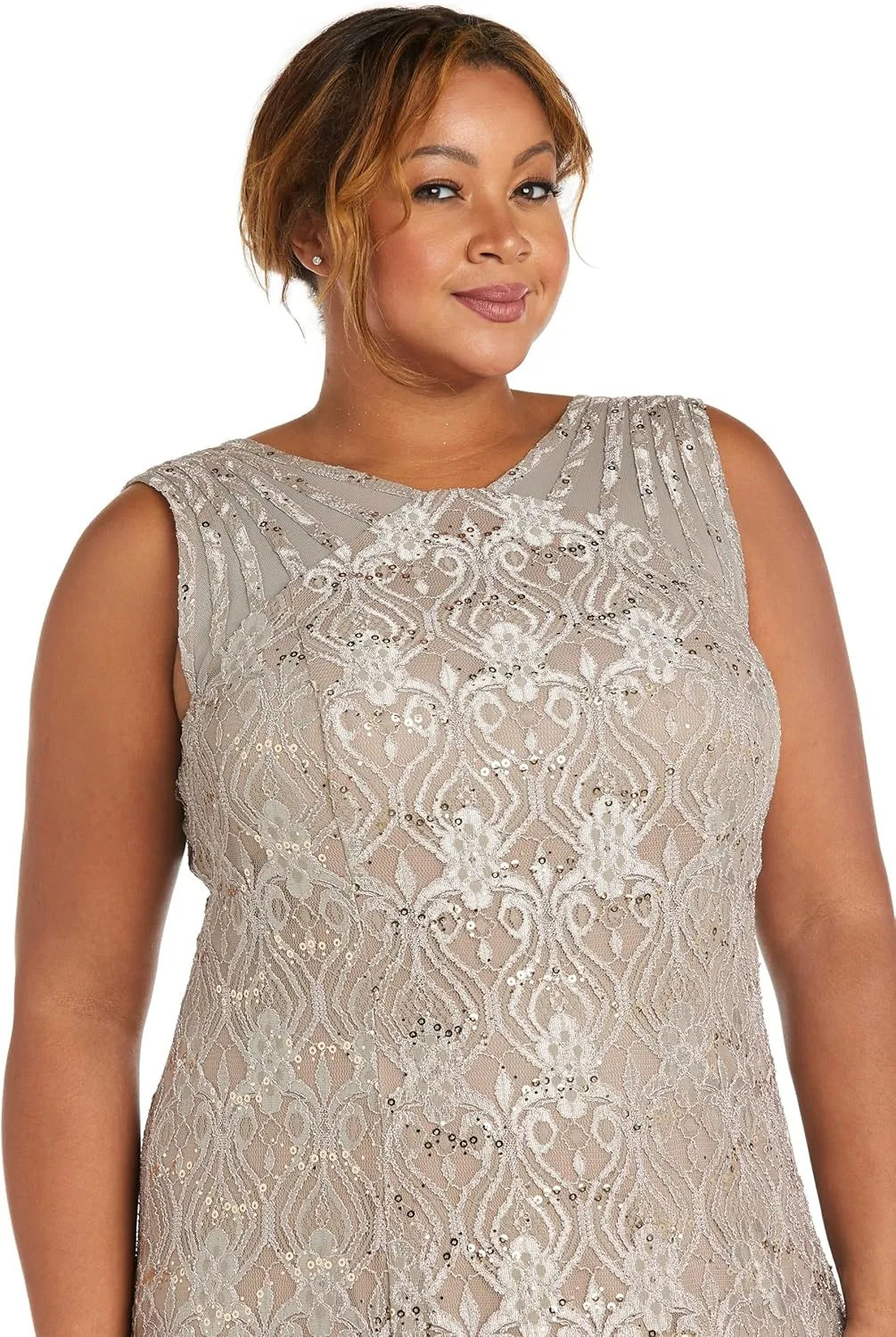 R&M Richards Womens Petites Lace Long Evening Dress