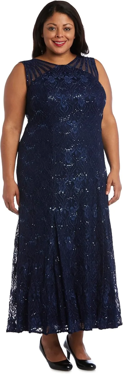 R&M Richards Women's Starlit Siren Sequin Gown