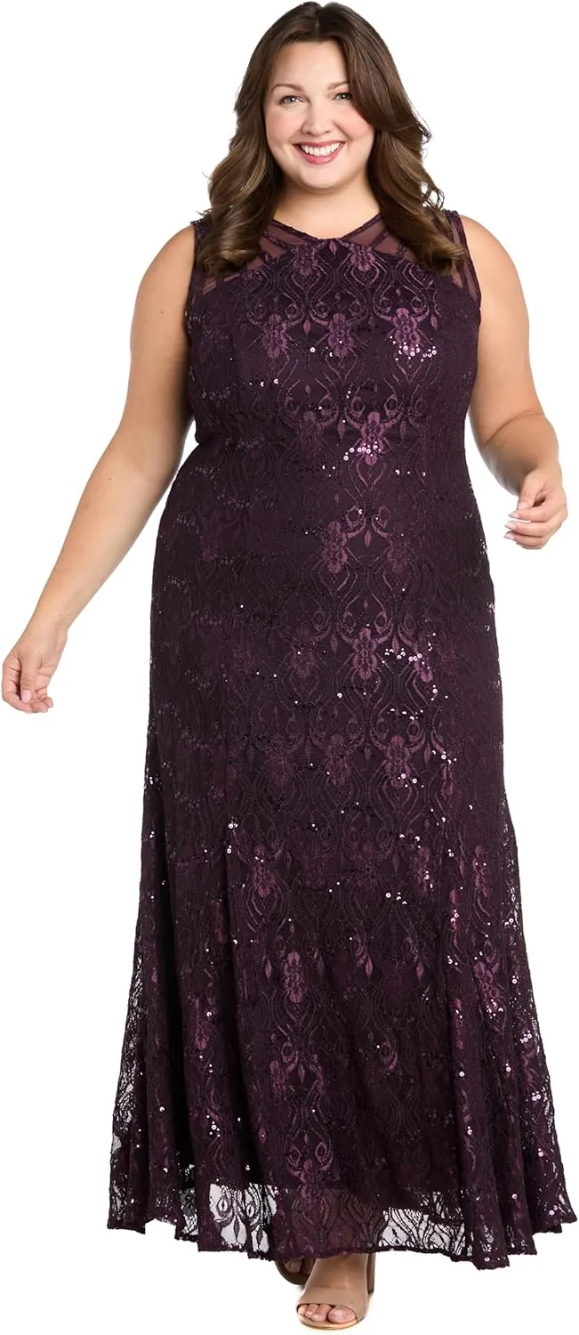 R&M Richards Women's Starlit Siren Sequin Gown