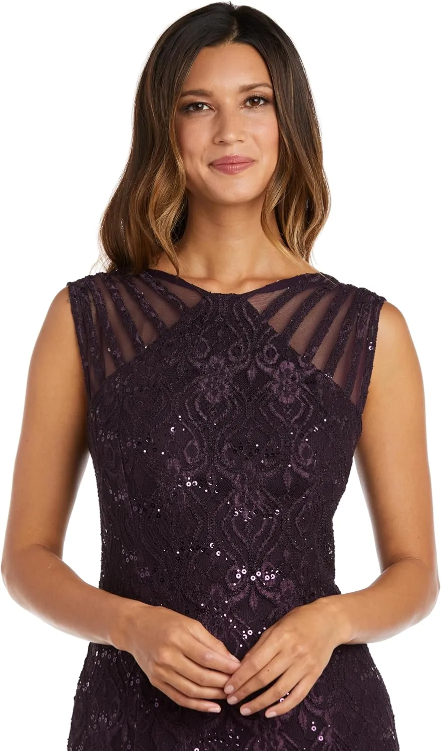 R&M Richards Women's Starlit Siren Sequin Gown