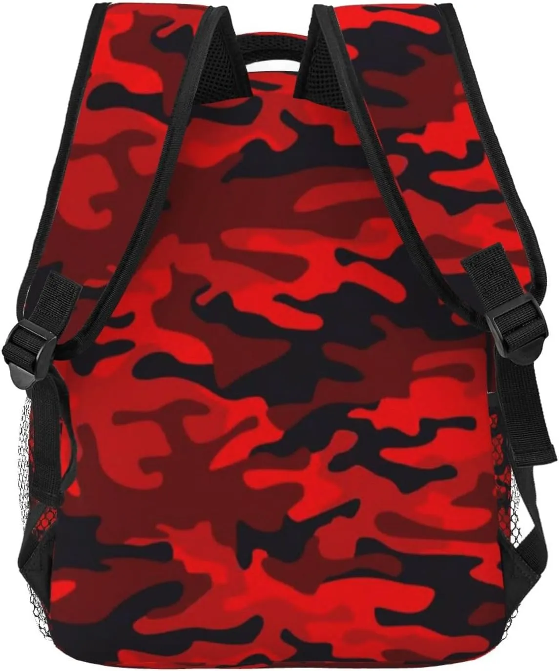 Red and Black Camouflage Backpack Casual Laptop Backpack Lightweight Double Shoulder Bag Travel Daypack For Women Men