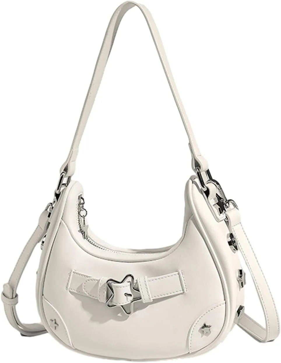 Shoulder Bag Purse for Women Small Hobo Clutch Purse PU Leather Saddle Handbag with Adjustable Strap (C)