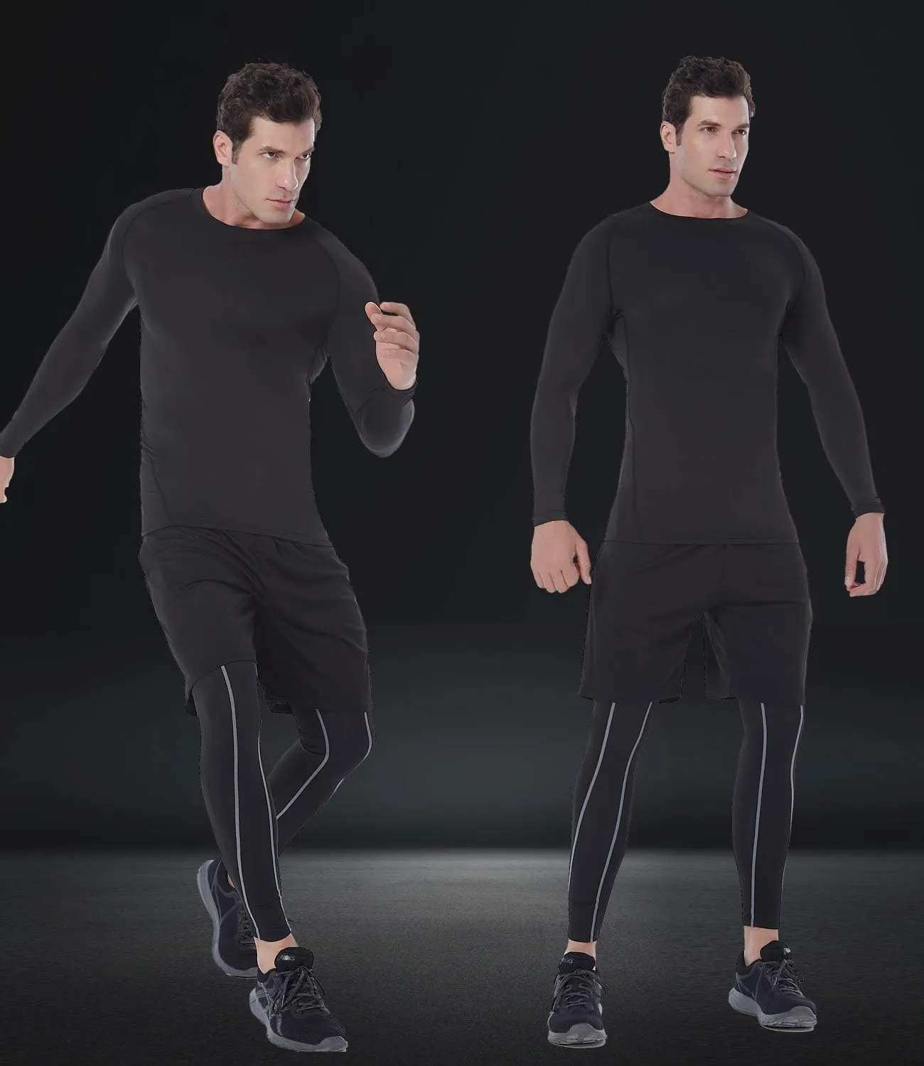 SILKWORLD Men's Long-Sleeve Compression Shirt Base-Layer Running Top
