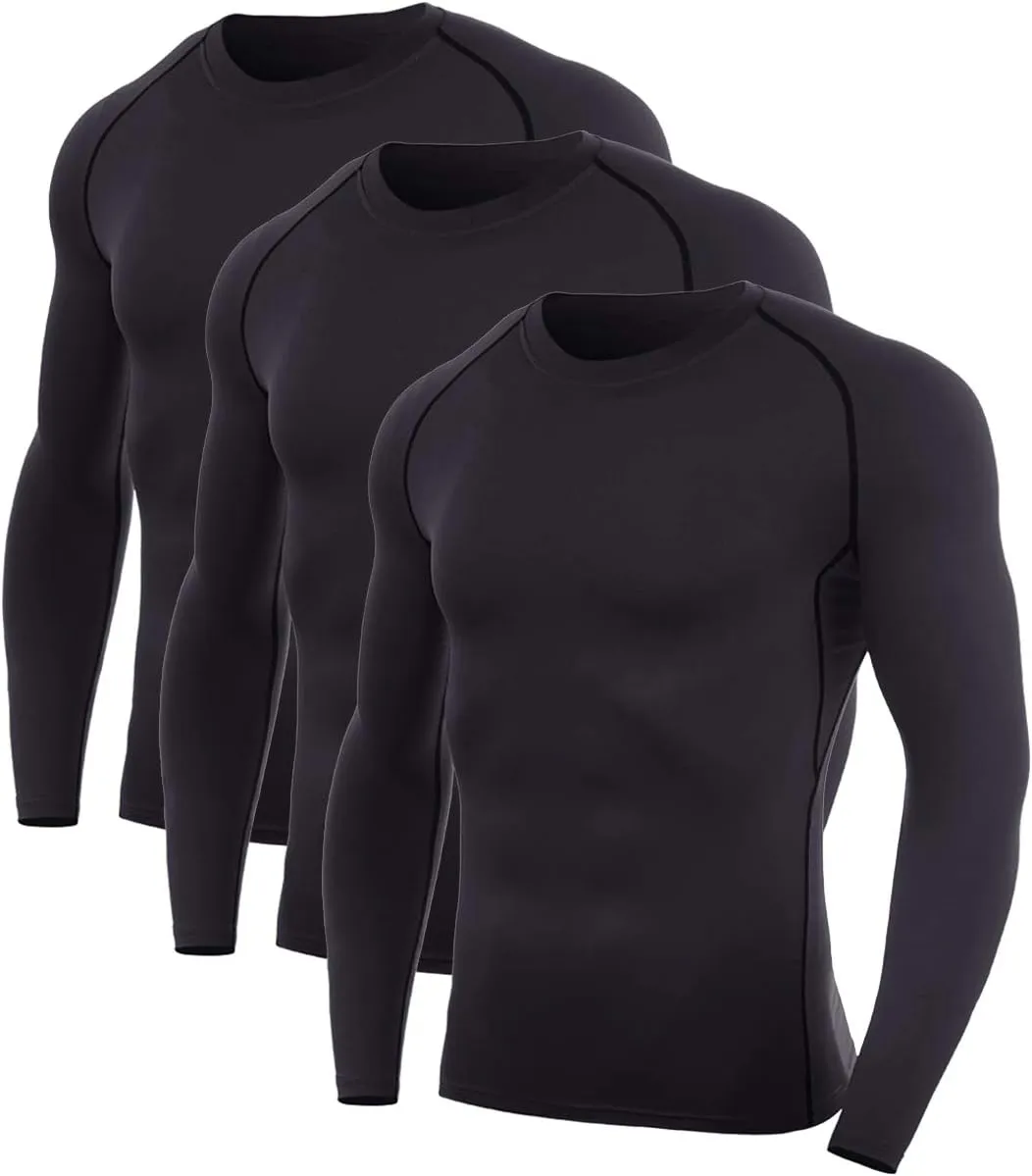 SILKWORLD Men's Long-Sleeve Compression Shirt Base-Layer Running Top