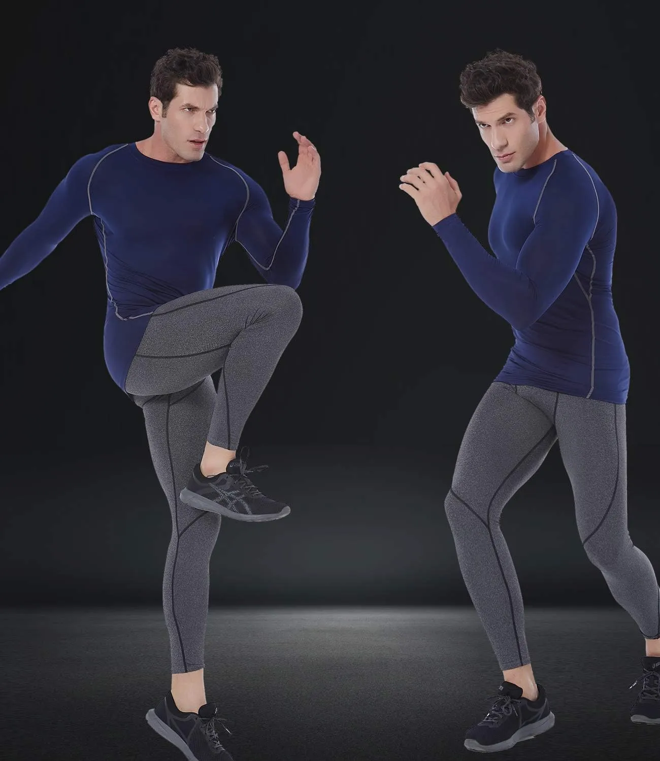 SILKWORLD Men's Long-Sleeve Compression Shirt Base-Layer Running Top