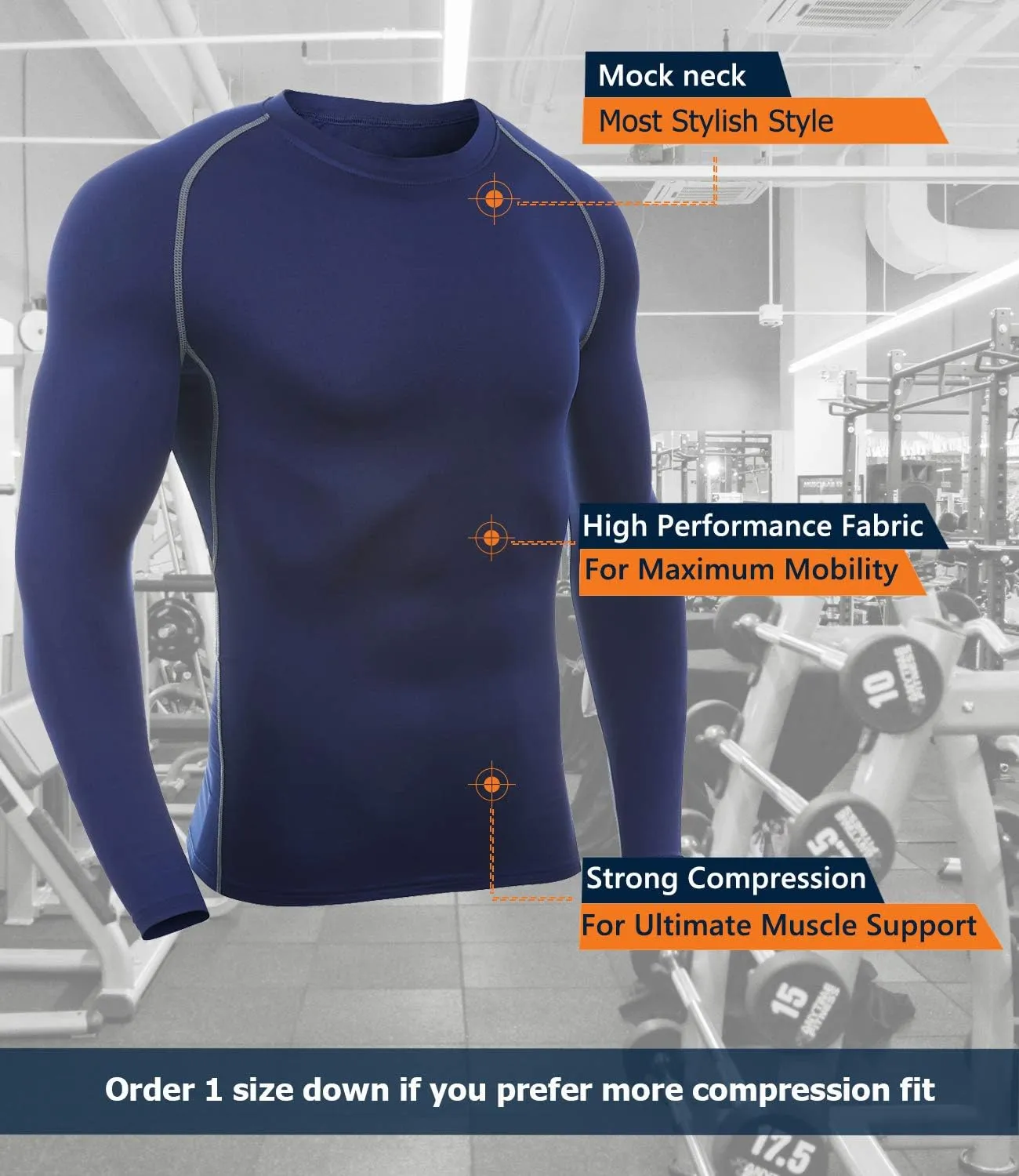 SILKWORLD Men's Long-Sleeve Compression Shirt Base-Layer Running Top
