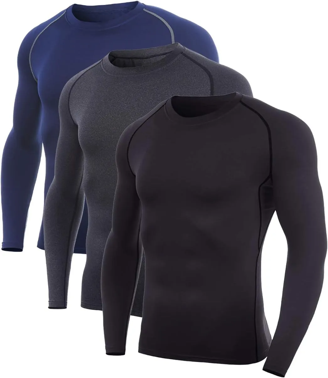 SILKWORLD Men's Long-Sleeve Compression Shirt Base-Layer Running Top