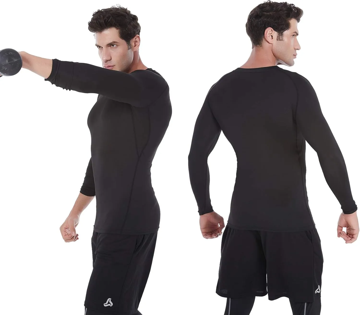SILKWORLD Men's Long-Sleeve Compression Shirt Base-Layer Running Top