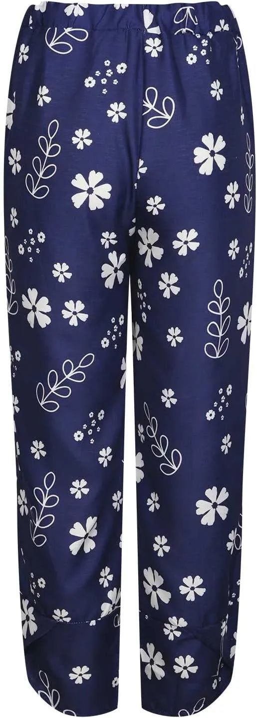 SMIDOW Capri Pants for Women Cotton Linen Wide Leg Capris Casual Summer Cropped Pants Beach Elastic Waist Baggy Crop Trousers