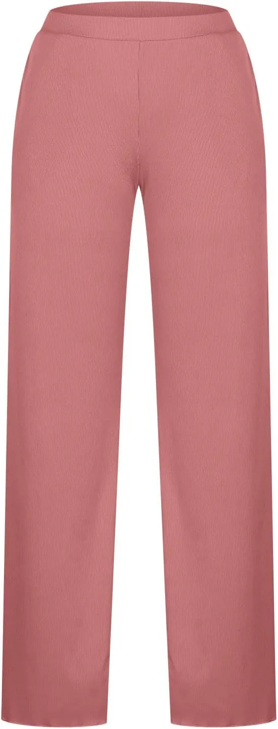 SMIDOW Womens Fashion Wide Leg Pants Casual Loose Elastic High Waist Palazzo Lounge Pants Solid Bootcut Trousers