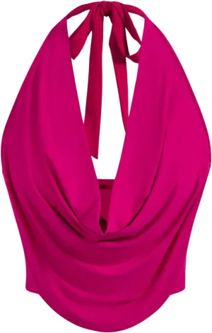 SOLY HUX Women's Halter Draped Front Tank Top Sexy Backless Going Out Crop Vest Tops