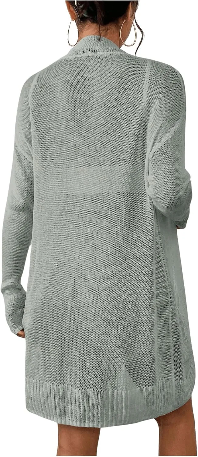 SOLY HUX Women's Open Front Long Sleeve Cardigan Sweater Tops with Pockets