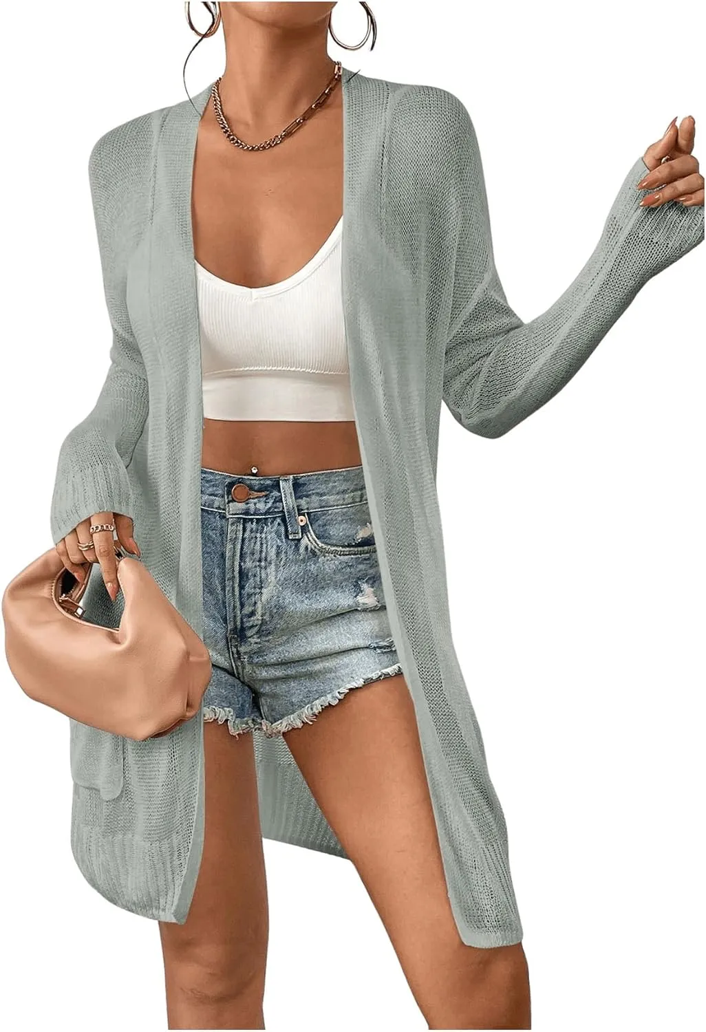 SOLY HUX Women's Open Front Long Sleeve Cardigan Sweater Tops with Pockets