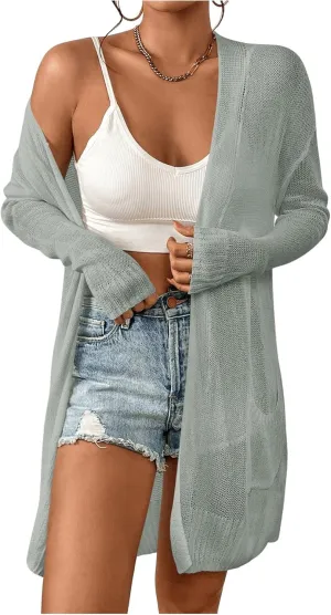 SOLY HUX Women's Open Front Long Sleeve Cardigan Sweater Tops with Pockets