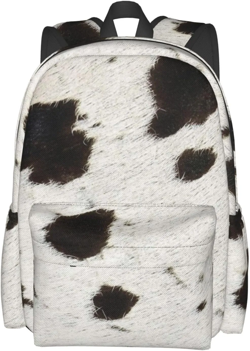 Spotty cowhide black and white fur Backpack Casual Laptop Backpack Large Capacity Double Shoulder Bag Travel Daypack For Women Men