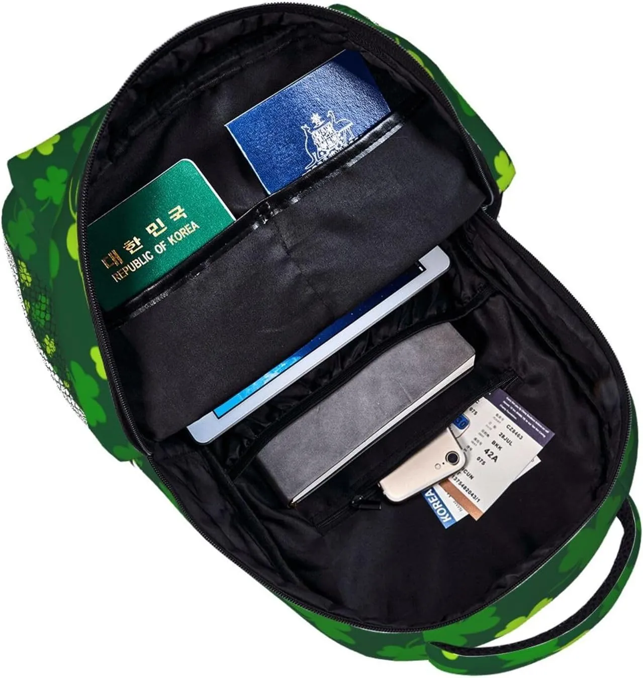 St Patrick's Day Shamrock Backpack Casual Laptop Backpack Lightweight Double Shoulder Bag Travel Daypack For Women Men
