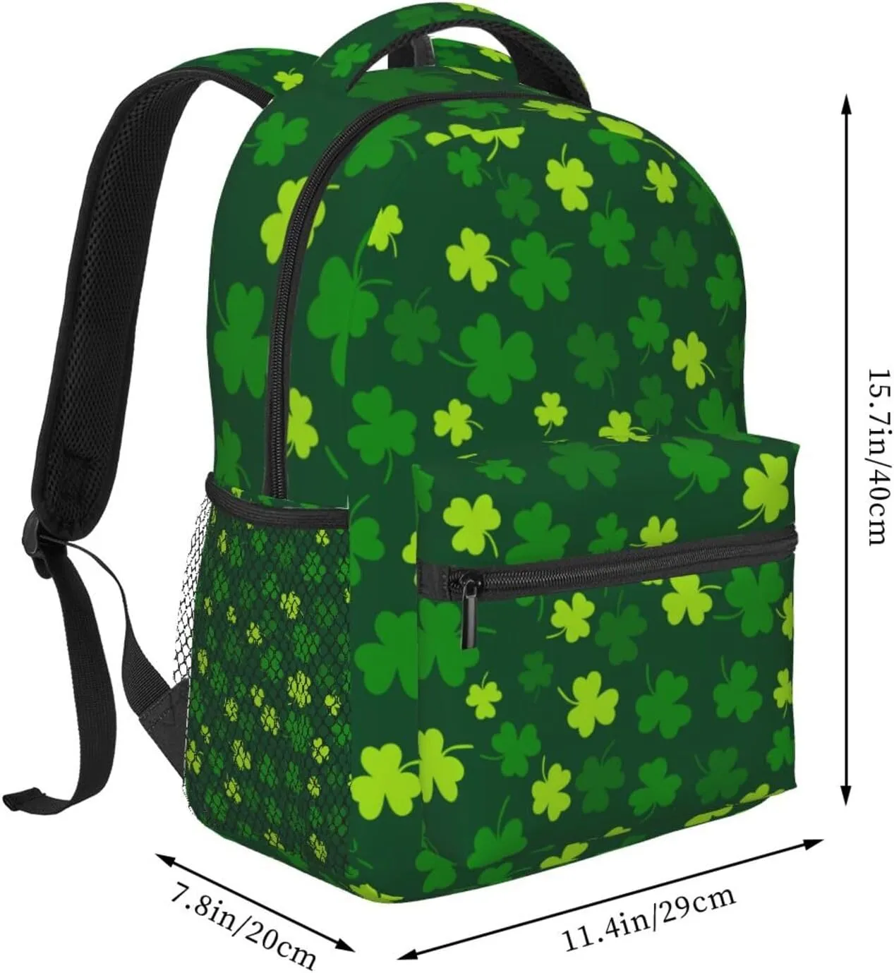 St Patrick's Day Shamrock Backpack Casual Laptop Backpack Lightweight Double Shoulder Bag Travel Daypack For Women Men
