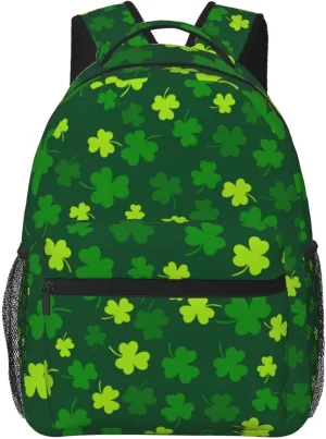 St Patrick's Day Shamrock Backpack Casual Laptop Backpack Lightweight Double Shoulder Bag Travel Daypack For Women Men