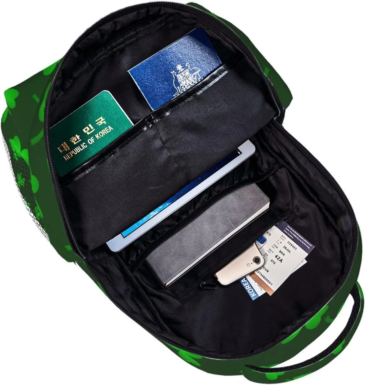 St Patrick's Day shamrock four leaf Backpack Casual Laptop Backpack Lightweight Double Shoulder Bag Travel Daypack For Women Men