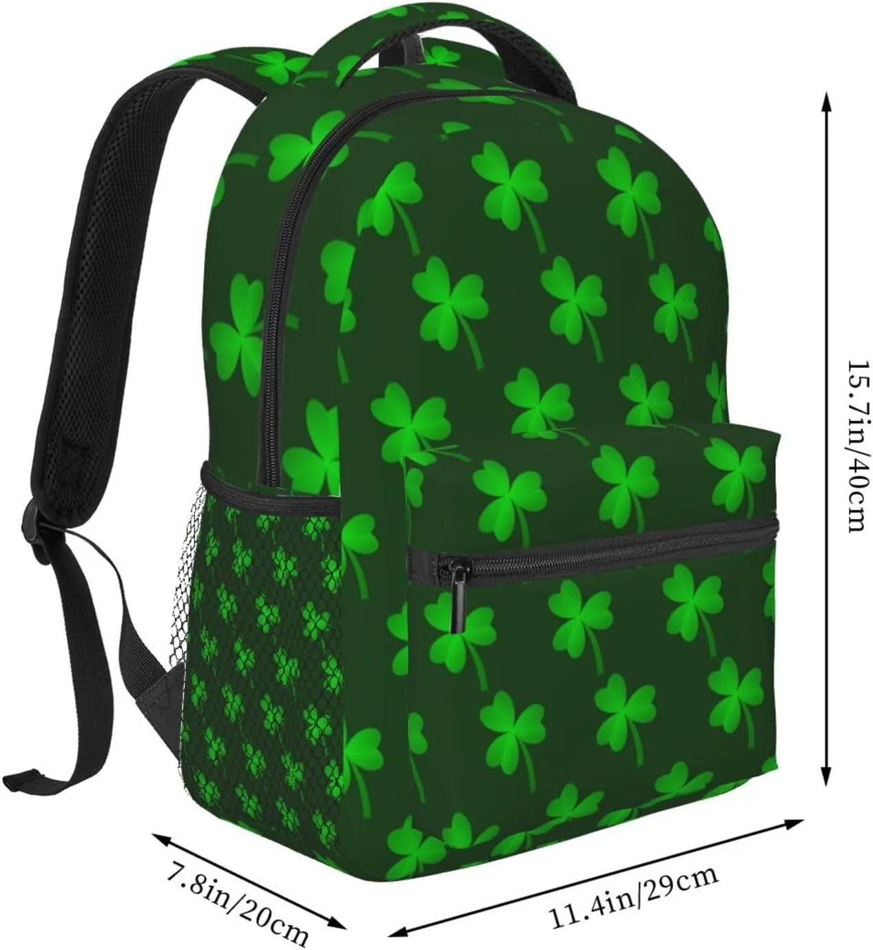 St Patrick's Day shamrock four leaf Backpack Casual Laptop Backpack Lightweight Double Shoulder Bag Travel Daypack For Women Men