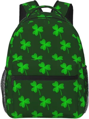 St Patrick's Day shamrock four leaf Backpack Casual Laptop Backpack Lightweight Double Shoulder Bag Travel Daypack For Women Men