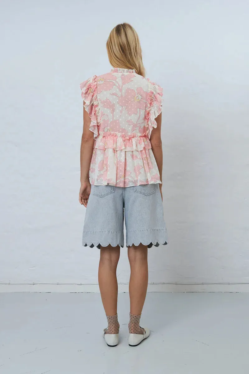Stella Nova Flounce Chiffon Top CC42-1801 Soft Pink