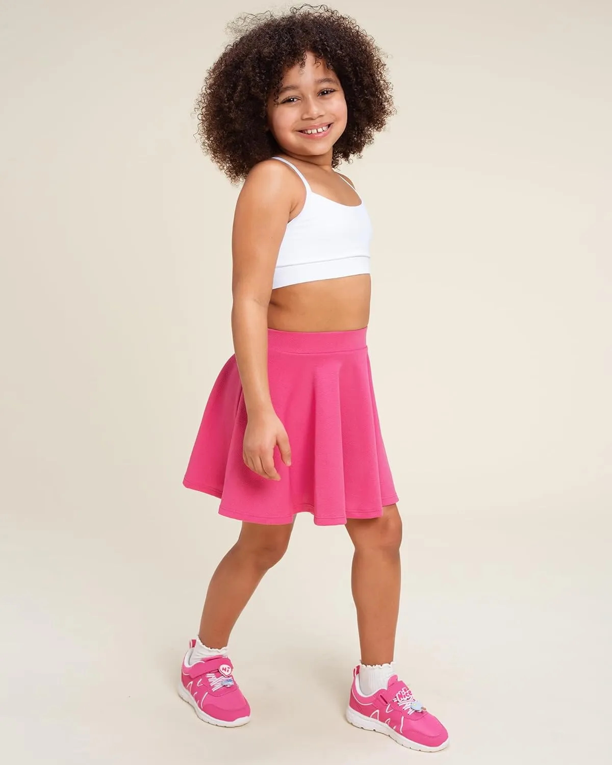 Stelle Girls Skirt Casual Flare Plain Pleated Stretch Waist Skater Skirts Uniform Skorts with Built in Shorts 5-15 Years