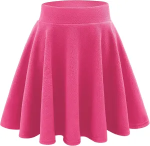 Stelle Girls Skirt Casual Flare Plain Pleated Stretch Waist Skater Skirts Uniform Skorts with Built in Shorts 5-15 Years