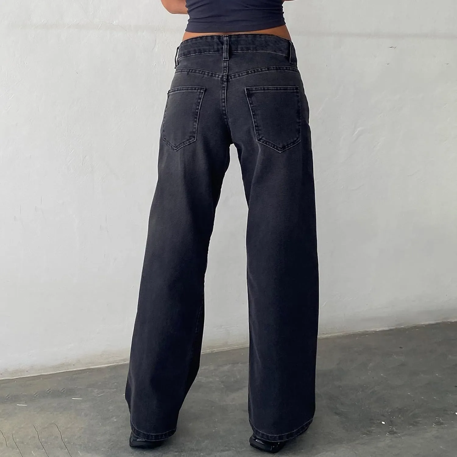 Straight Leg Jeans for Women,High Waisted Wide Leg Loose Microelastic Boyfriend Denim Pants Baggy Jeans Y2K
