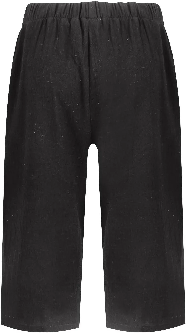 Summer Shorts for Women Elastic High Waisted Linen Pedal Pushers with Pockets Business Casual Cropped Work Pants