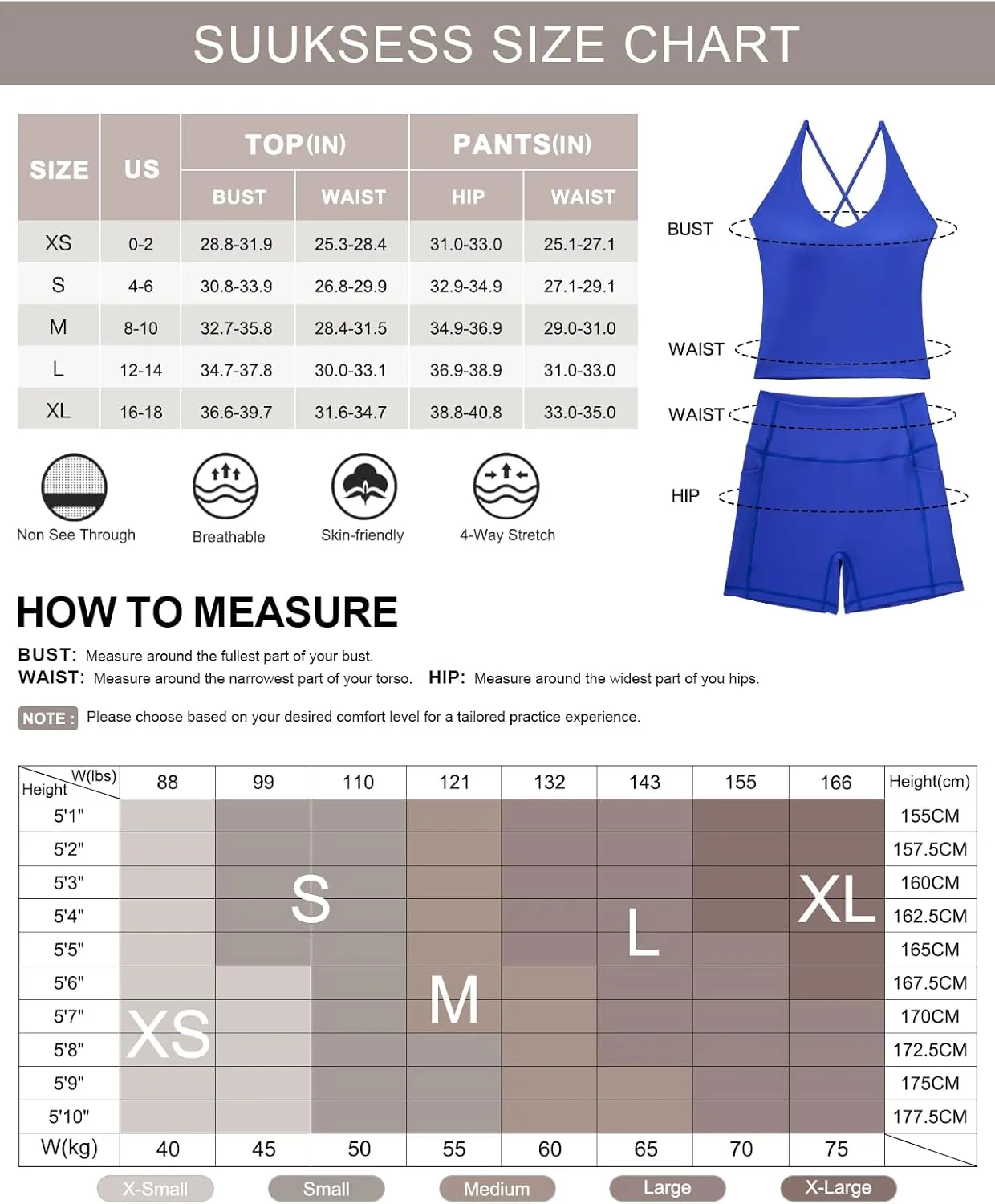 SUUKSESS Women 2 Piece Workout Sets Scrunch Butt Shorts with Pockets Padded Tank Tops