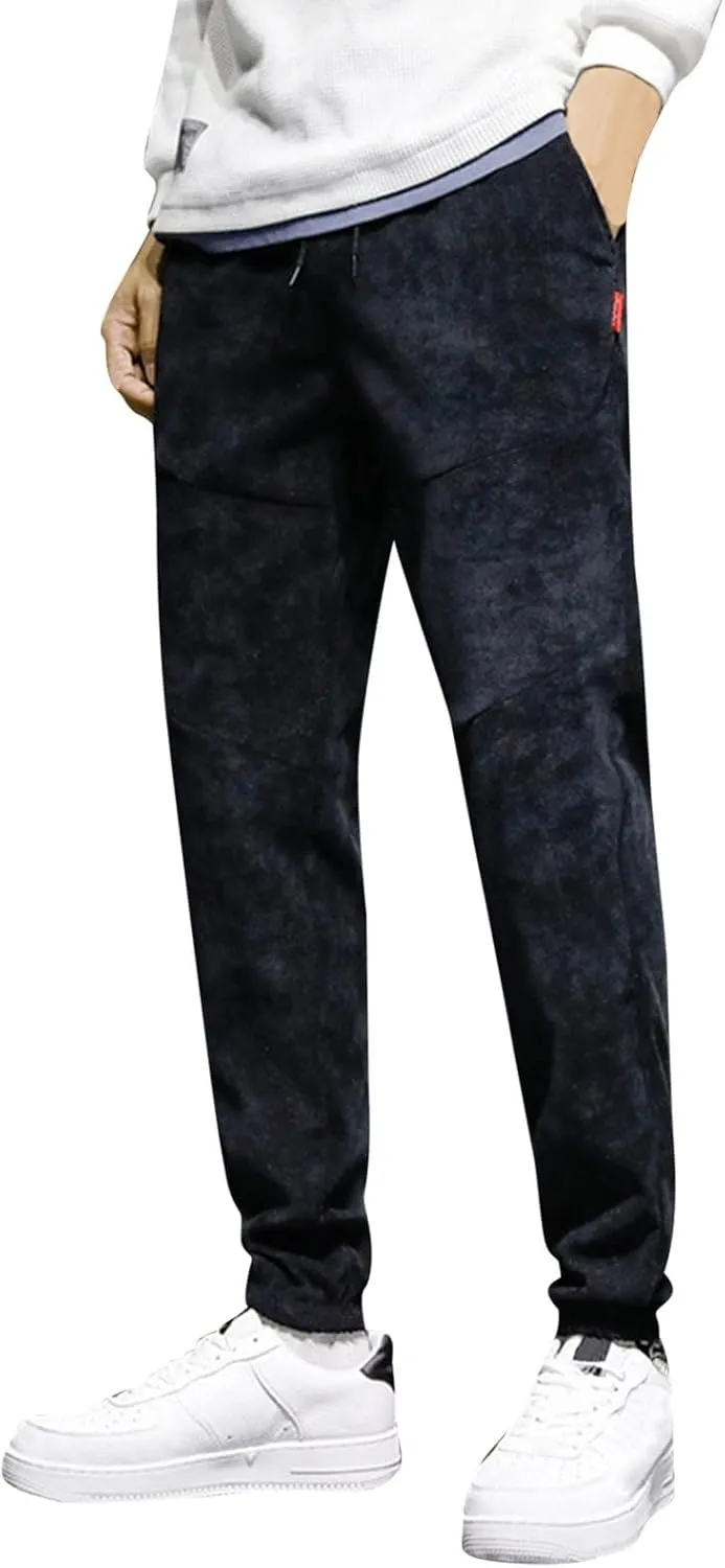 SUWBMHWE Men Joggers Pants, Mens Casual Harlan Pants Lace-up Track Cuff Solid Color Workout Pants with Pocket