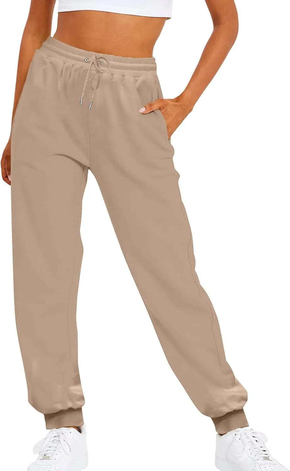 Sweatpants for Tall Women Drawstring High Waist Lounge Jogger Pants Solid Color Baggy Lightweight Comfy Trousers with Pocket