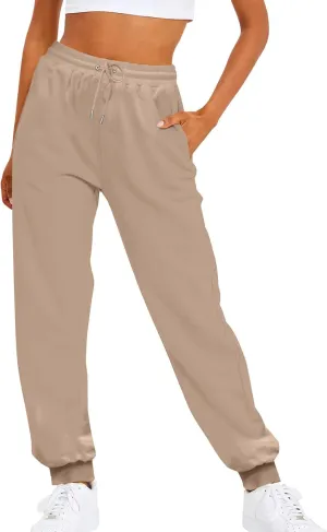 Sweatpants for Tall Women Drawstring High Waist Lounge Jogger Pants Solid Color Baggy Lightweight Comfy Trousers with Pocket