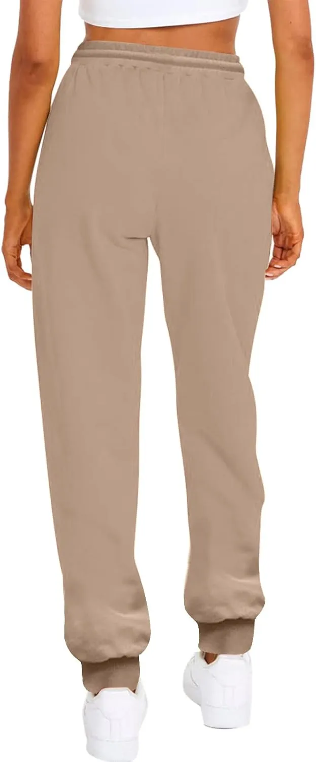 Sweatpants for Tall Women Drawstring High Waist Lounge Jogger Pants Solid Color Baggy Lightweight Comfy Trousers with Pocket