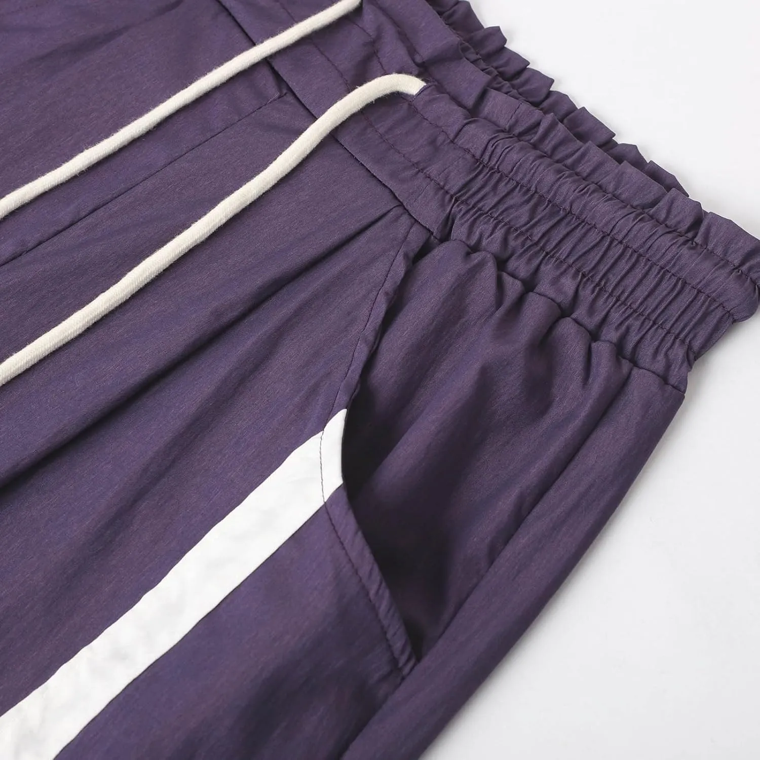 Sweatpants Women Stripe Plus Size Drawstring High Waist Casual Palazzo Pants Straight Wide Leg Trousers with Pocket