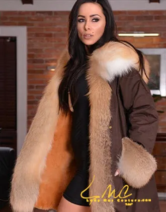 Tatyana, High Fashion Real Gold Fox Fur Parka Collar and Cuff