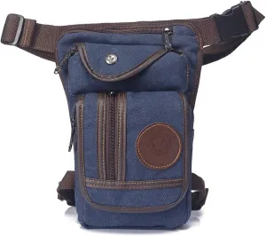 Thigh Drop Leg Bag for Men Women Waist Pack Fanny Pack Tactical Military Motorcycle Rider Multi-pocket Waist Bags Mens Travel Hiking Climbing Cycling Outdoors Fanny Pouch Daypack Blue